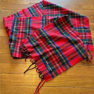 SOLD 100% Cashmere Red Plaid Scarf